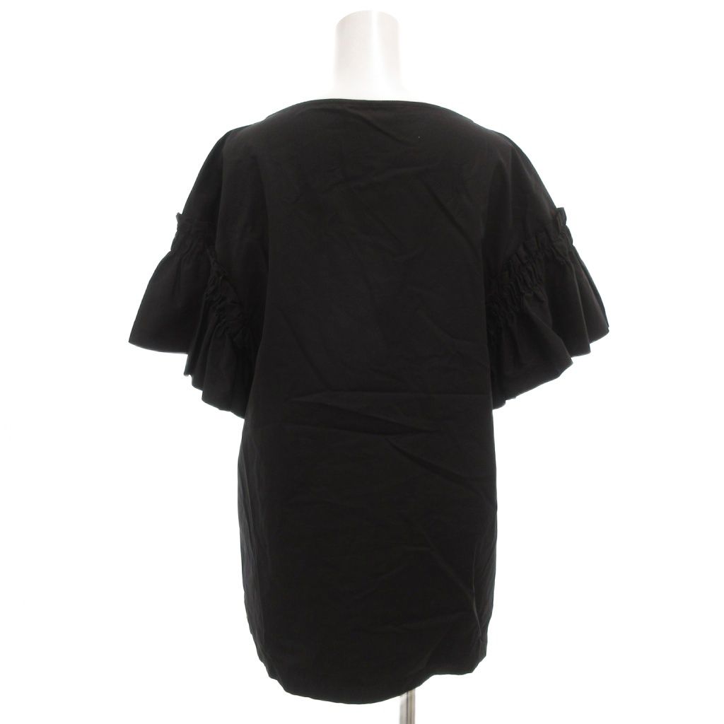 サルヴァトーレフェラガモ Salvatore Ferragamo ブラウス カットソー 半袖 38 黒 ブラック フリル GV GY 19