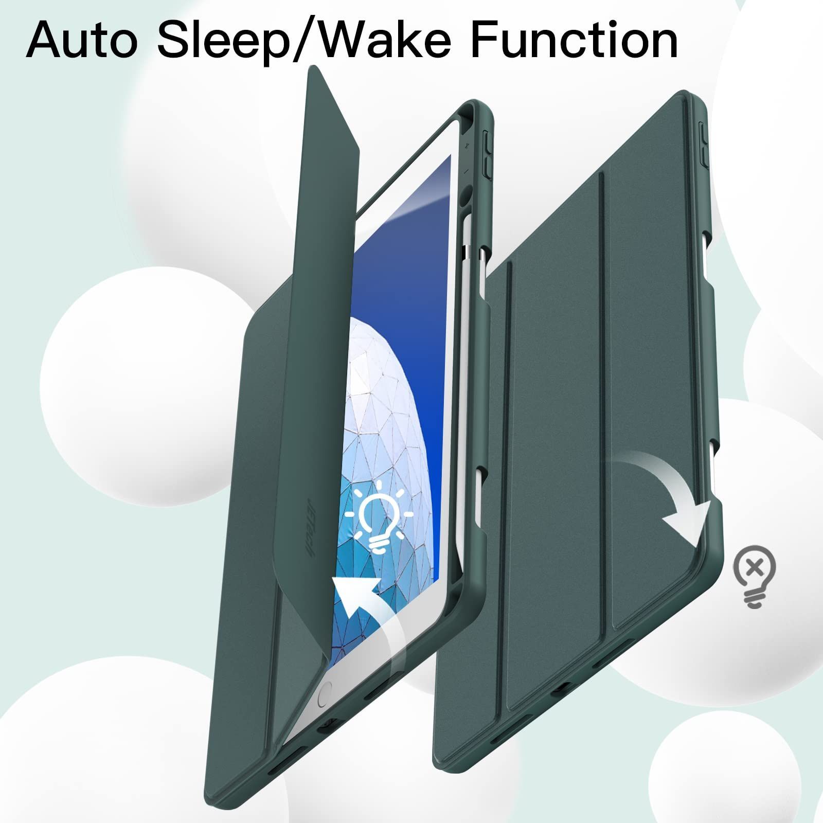 3 10 5インチ 2019 Air 第3世代 とiPad Pro 5 iPad 用Pencilホルダー付き ペンシル ソフトTPUバック JETech スリム保護カバー オートウェイクアップ スリープ機能付き ミスティブルー
