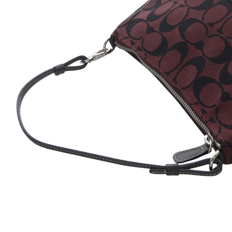 COACH ハンドバッグ アクセサリーポーチ シグネチャー キャンバス 黒 極美品 コーチ ハンドバッグ アクセサリーポーチ シグネチャー