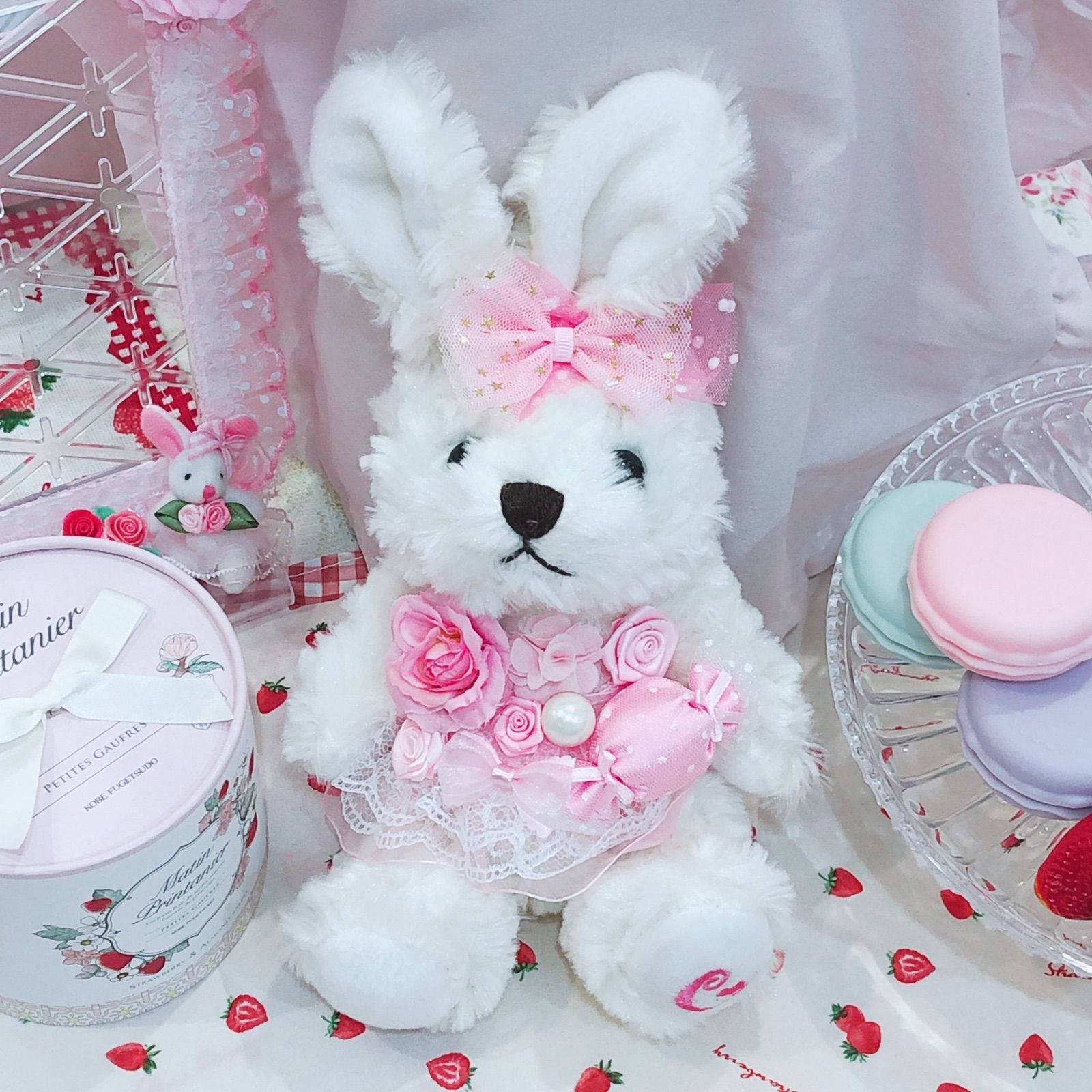 大型 薔薇 ローズ うさぎ ウサギ ラビット テディベア