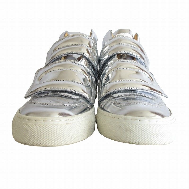 エムエムシックス メゾンマルジェラ MM6 Maison Margiela 美品 16AW ベルクロ スニーカー シルバーミラー ハイカット  S59WS0013 シルバーカラー 38 約24.5cm 0912 IBO56