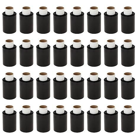 箱売り APMジャパン 梱包用ラップ ミニストレッチフィルム らくらくハンディラップ100 Black 100mm×150m 20μ 替え 32個セット