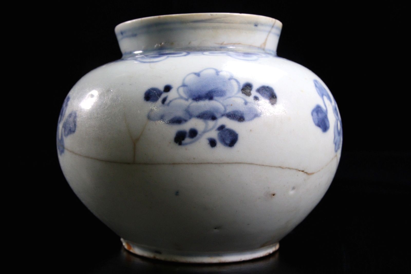 No4226 李朝　白磁染付草花文鶴首花瓶　高さ21cm 陶磁器　唐物　送料無料 00116-04.jpg?v=1683704575&