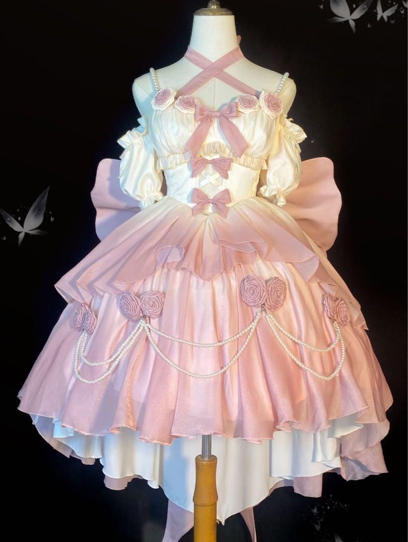 ロリータワンピース 華ロリ ティアード コスプレ衣装 ゴシック 仮装 エレガント ロリータワンピース 華ロリ ティアード コスプレ衣装 ゴシック
