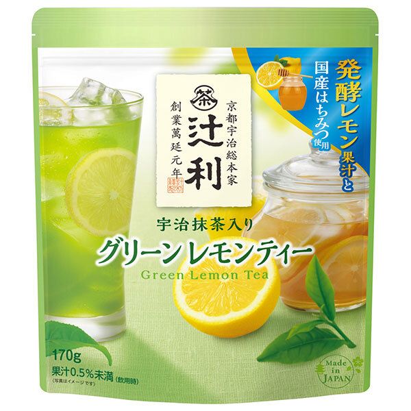 片岡物産 辻利 宇治抹茶入り グリーンレモンティー 170g×12袋入× 2ケース ｜ 粉末 果汁 インスタント グリーンティー 抹茶