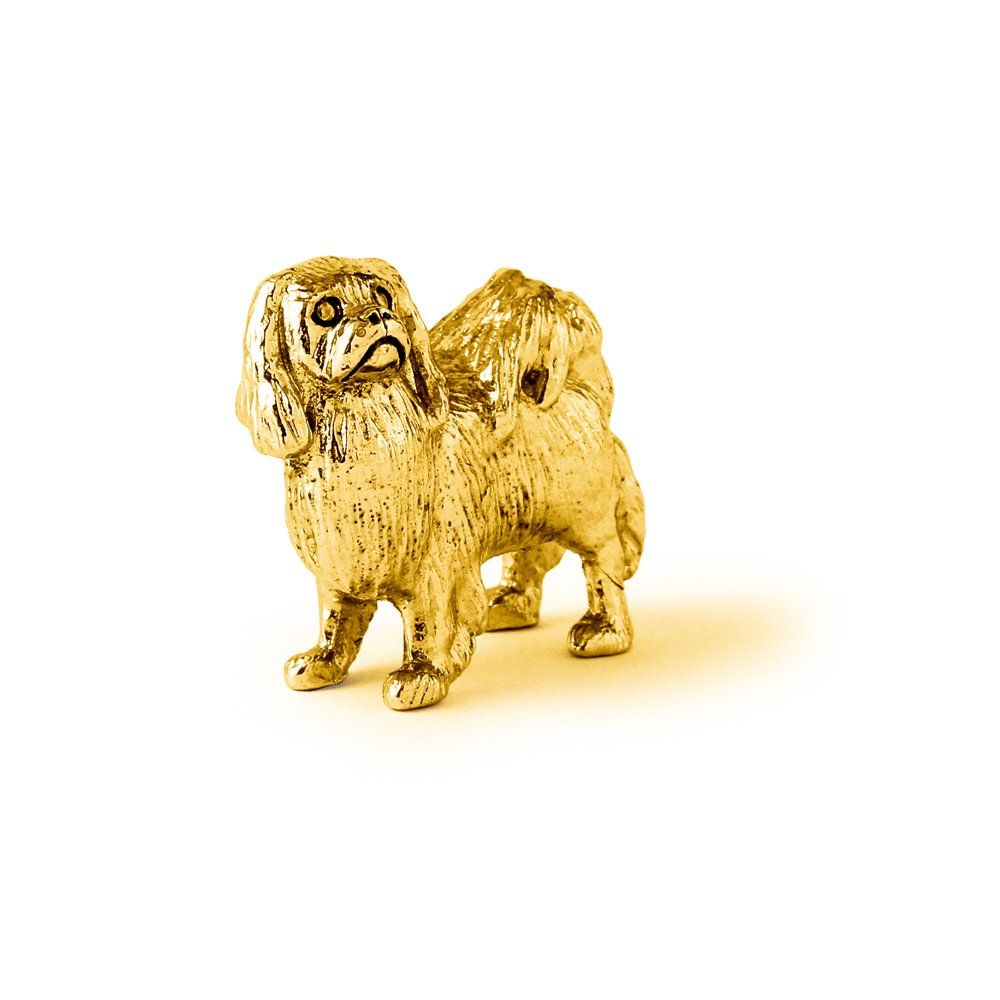 狆（チン） 22ct ゴールドプレート イギリス製 アート ドッグ フィギュア コレクション 