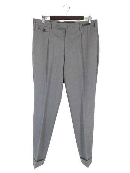 ピーティーゼロウーノ PT01 GENTLEMAN FIT ストレッチ スラックス パンツ ロールアップ 無地 サイズ50 グレー QQQ