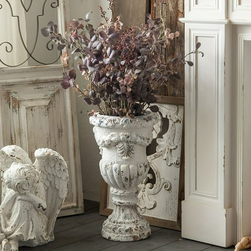 ヨーロピアンベース　花器 フロアベース ヴィンテージ ヨーロピアンスタイル ホワイト シャビー