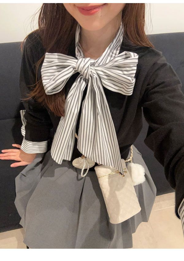 10%OFF スナイデル SNIDEL トップス 25秋冬 ボウタイドッキングニットプルオーバー 長袖 リボン コンパクト swnt254229 WWW_SMP1DAWEKUDUS_SCH_ID