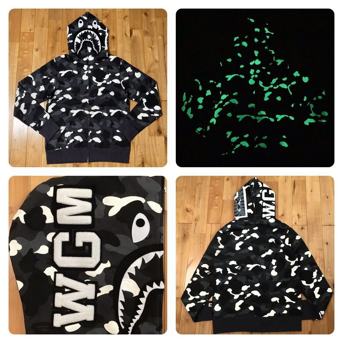 ☆蓄光☆ City camo シャーク パーカー Mサイズ shark full zip hoodie