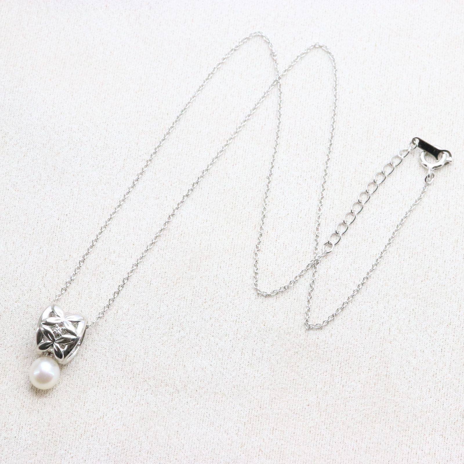 田崎真珠 タサキ 美品 ネックレス シルバー パール×ダイヤモンド