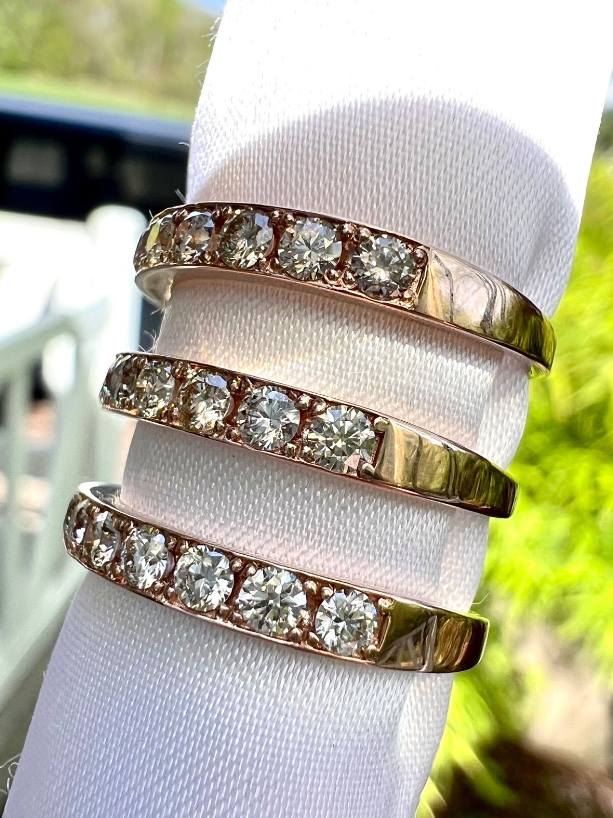 K18PG H&Cダイヤモンドリング0.40ctハーフエタニティリングDPSカード