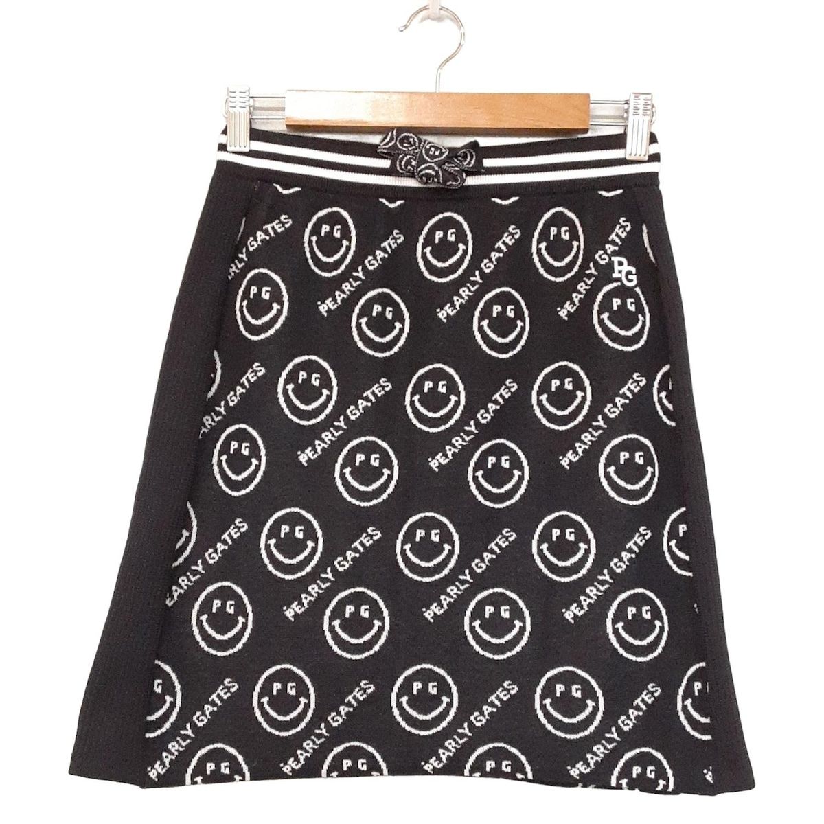 PEARLY GATES パーリーゲイツ ミニスカート サイズ1 S レディース - 黒×白 ウエストゴム