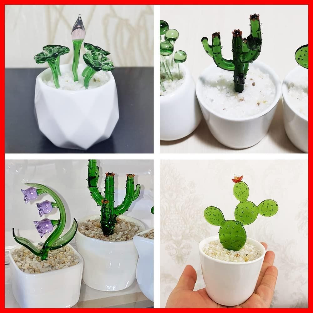 数量 ガラスアート テーブル 机 玄関 手作り オーナメント ミニ植木鉢 人工植物 置物 柱型のサボテン Lサイズ インテリア 鉢植え 小物 オブジェ 飾り物 装飾 るり製 HIGHAWK
