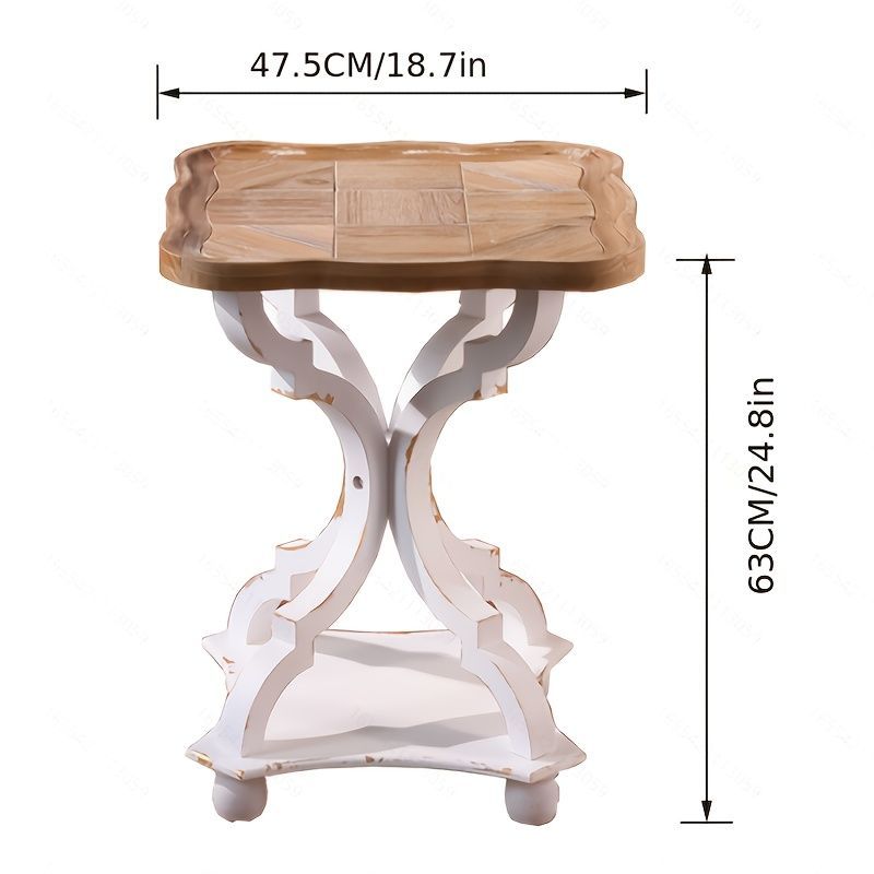 ティーテーブル 加工木製 小スペース対応 簡単組立 木目調 ホワイトウォッシュ レトロ モダン シンク シンプル 屋内 屋外