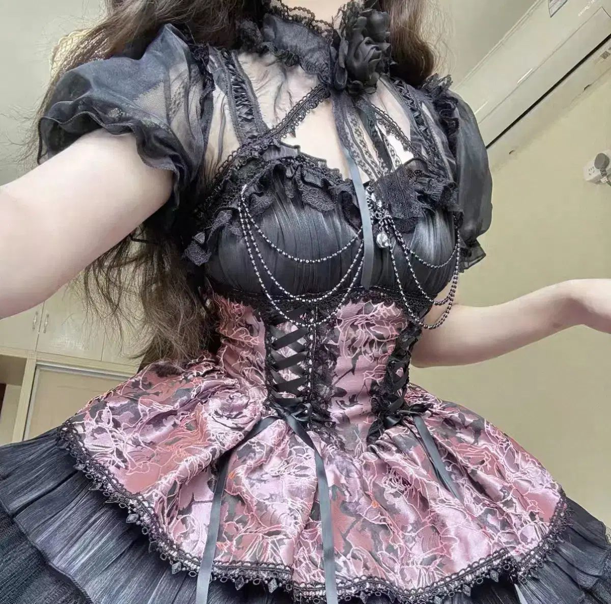 すぐ発送＊デルお嬢様「ピンク黒」ドレス　ロリータ ロリータ ピンク 黒 ドレス - メルカリ