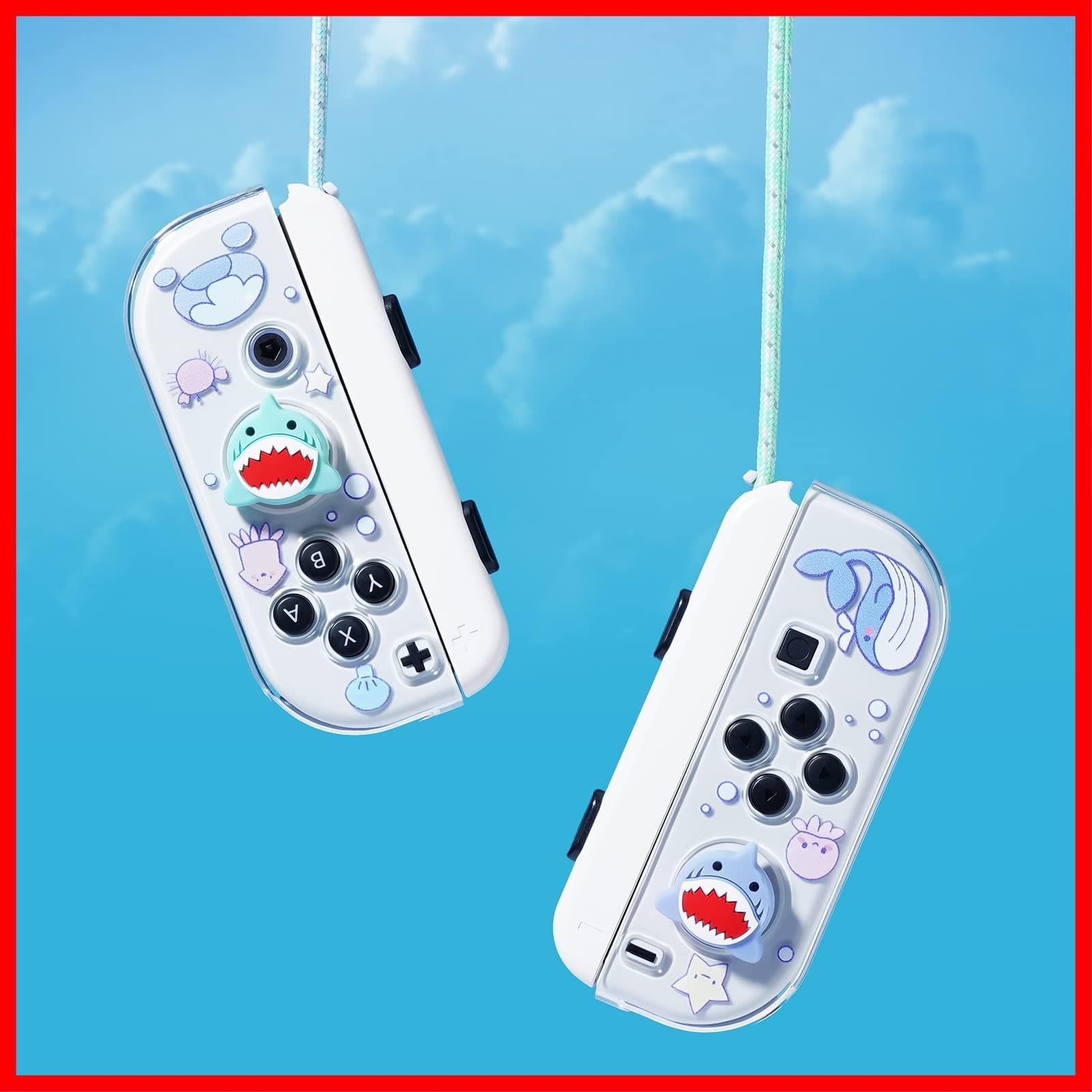 親指グリップキャップ Nintendo Switch Joy-Con 用 かわいいシリコンジョイスティックキャップカバーアクセサリー JINGDU Nintendo Switch/OLED/Lite Joycon に対応 サメ