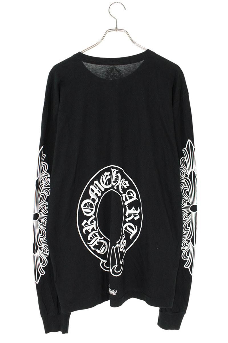クロムハーツ　フローラルホースシュー長袖Tシャツ カットソー XL BLACK クロムハーツ フローラルホースシュー長袖Tシャツ カットソー ブラック