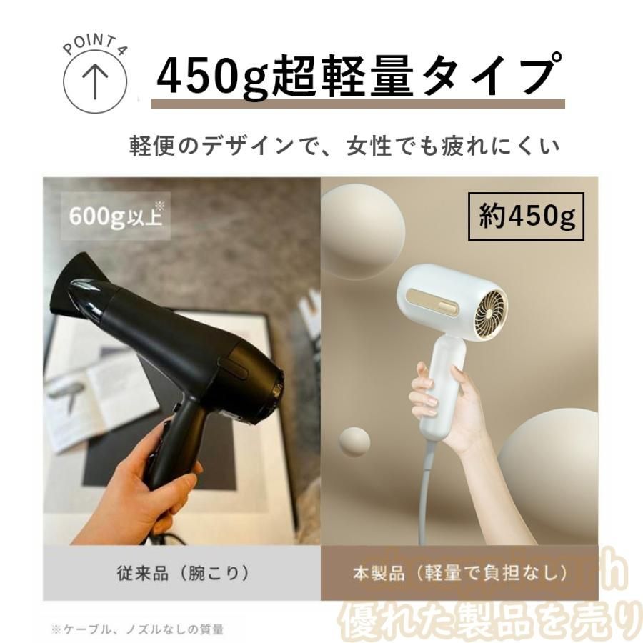 ドライヤー ヘアドライヤー 速乾 大風量 マイナスイオン 高級 軽量 静音 1200W 3段階温度調節 高機能 大風速 人気 業務用 短時間 軽い 高 風速 コンパクト - メルカリ