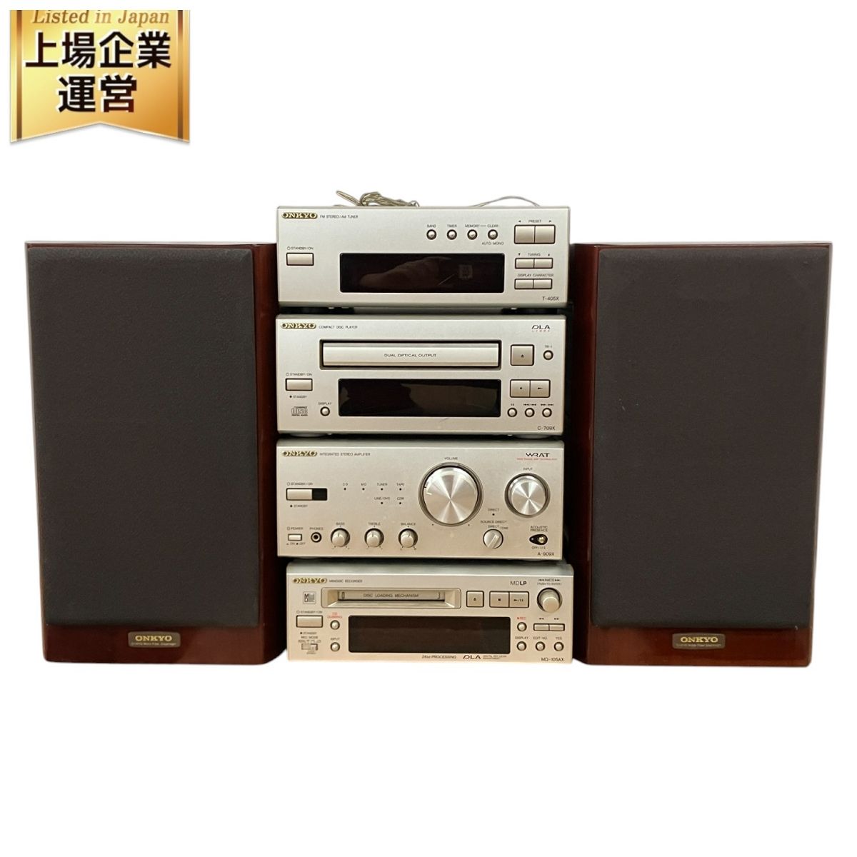 ONKYO オンキヨー システムコンポ A-909X / C-709X / MD-105AX / T-405X / D-102EXG ペア オーディオ  中古 S9600675 - メルカリ