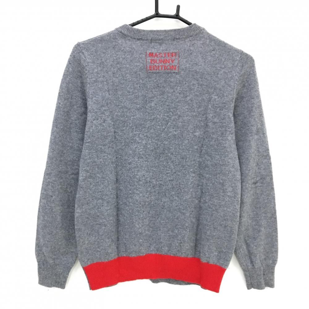 マスターバニー セーター グレー カシミヤ100％ 複数ワッペン ニット レディース 1 M ゴルフウェア MASTER BUNNY EDITION
