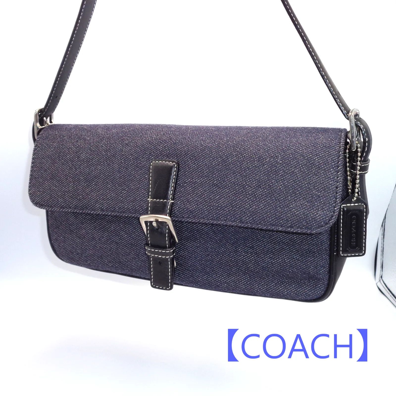 【在庫処分セール】【美品】◆COACH◆　コーチ　ショルダーバッグ　紺