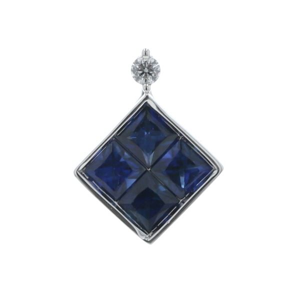 GSTV新品未使用K18WGサファイア ダイヤ バックフラワー ペンダント