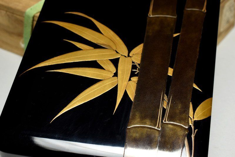 蔵A4317b 木製 蒔絵竹笹文 硯箱 文箱 共箱 IMPECCABLEHEALTHCARESERVICES_COM