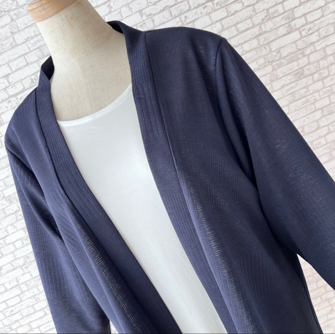 5210ネイビー【新品M～L】*お値段以上の価値♪ヒップが隠れる長め丈*ゆったりトッパーカーディガン*9/11号*夏の日除けにも