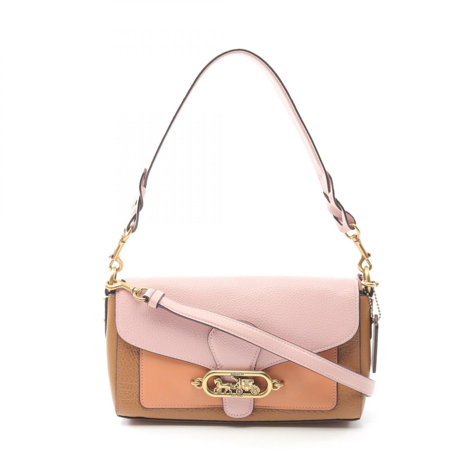 コーチ COACH ショルダーバッグ 91070 ピンク/キャメル レザー 2way