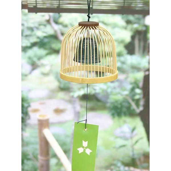 駿河竹千筋細工 風鈴 釣鐘 H-11 静岡県伝統工芸品 杉山雅泰 作 職人が竹ひごを組んで千筋にして作り上げられたインテリア 繊細で滑らかな曲線美