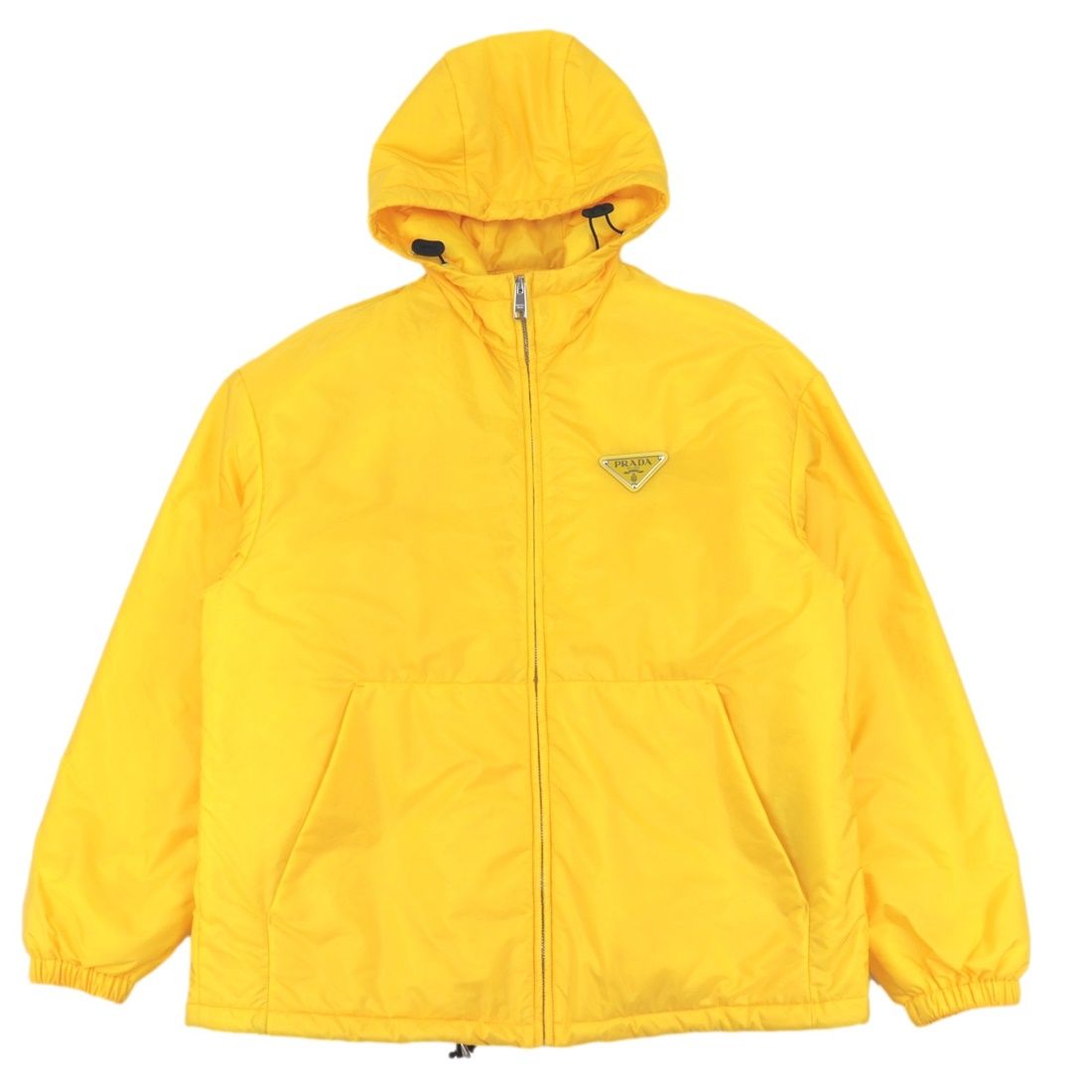 PRADA プラダ ナイロン フード ブルゾン ジャケット ロゴ PRADA (プラダ) コットン×ナイロン 切替 メタルロゴ フード付き