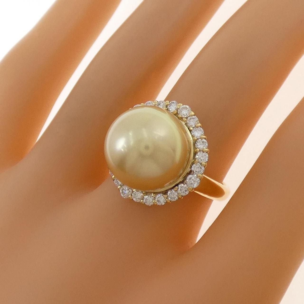 K18YG 白蝶パール リング 12.2mm 