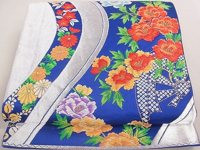 平和屋野田店□西陣 六通柄袋帯 唐織 籬花文 銀糸 逸品 n-gh3183 