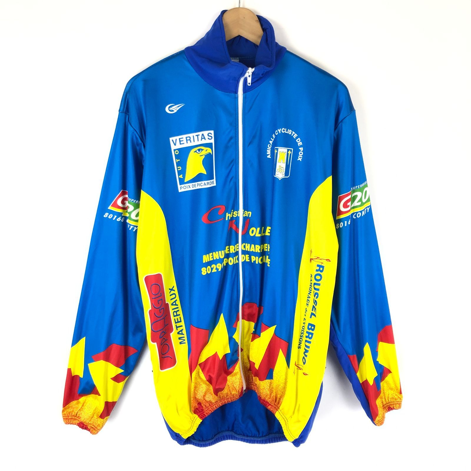 サイクリング ジャージ ジップアップ ブルー系 XL 古着 n043795