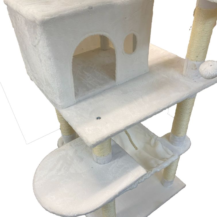 キャットタワー ホワイト 組み立て式 猫 ねこ ネコ ハンモック STEELWINDOWSANDDOORS_COM