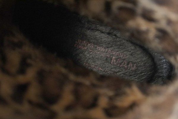 JUNYA WATANABE MAN ◆ レザー ウエスタンブーツ 黒 Mサイズ 中ボア ヒョウ柄 ハーフブーツ ジュンヤワタナベ マン ◆Y093 KIN-KAAI_COM
