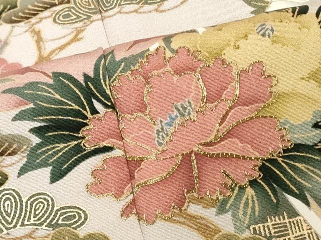 平和屋着物○訪問着 駒刺繍 花唐草文 金彩 正絹 逸品 CAAR1272hy