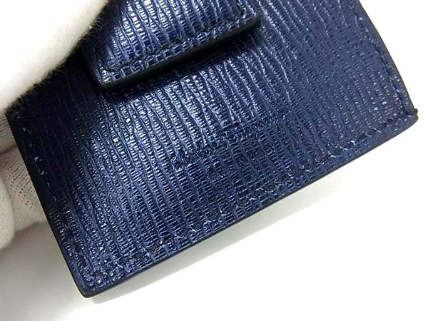 ■新品同様■ Salvatore Ferragamo フェラガモ JL-66 A387 ダブルガンチーニ レザー カードケース カード入れ ネイビー系 FG5956 □新品同様□ Salvatore Ferragamo フェラガモ JL-66 A387 ダブル