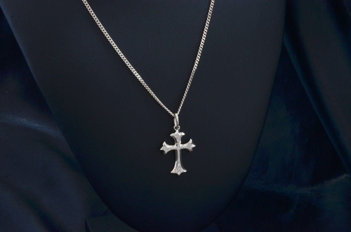 メンズ クロス ネックレス ホワイトゴールドk18 ペンダント 十字架 シンプル 地金 チェーン 人気 18金 男性 男性用 K18 18金 クロス 十字架 29mm×19mm ホワイトゴールド ペンダントトップ