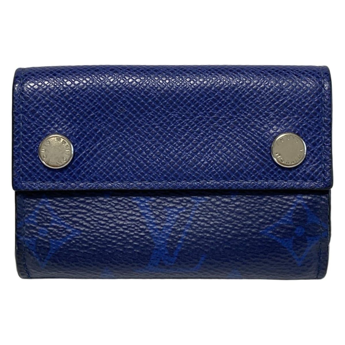 LOUIS VUITTON ルイヴィトン 3つ折り財布 タイガ ディスカバリー コンパクト ウォレット M67620 コバルト レザー 牛革