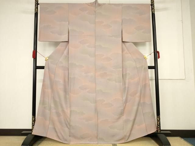 平和屋着物○上質な小紋 地紋起こし 立波地紋 暈し染め 正絹 逸品