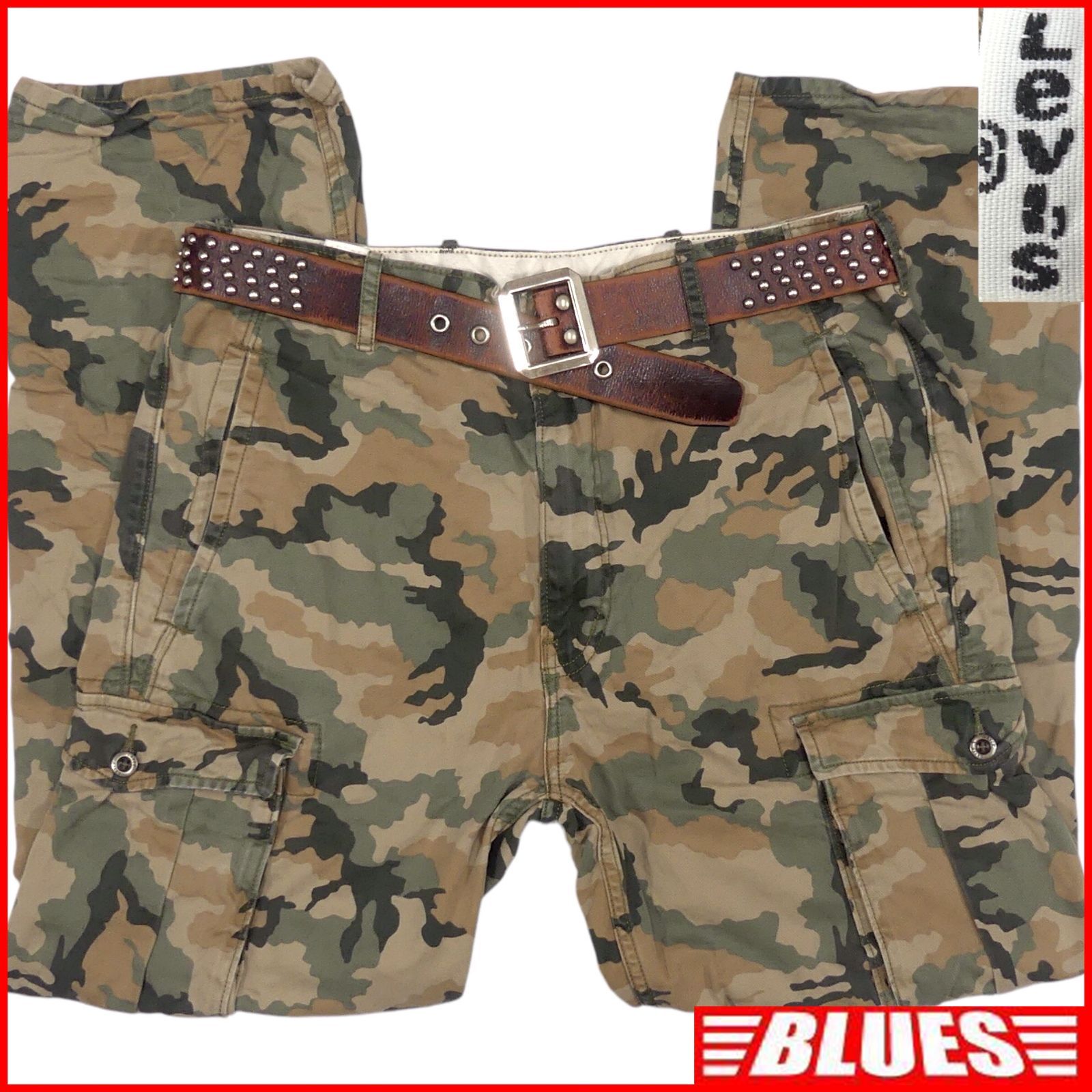 リーバイス W34 カーゴパンツ ジーンズ ジーパン デニム 古着 メンズ 迷彩 カモフラ カーゴパンツ_ウエスト83cmから87cm一覧←SEULB屋着古← HH9811