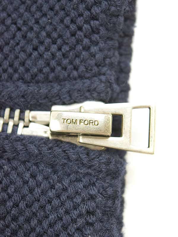 TOM FORD トム フォード ジップアップメリノウールニットブルゾン ネイビー サイズ：48