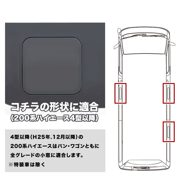 200系 ハイエース 網戸 小窓用 SSサイズ 3枚セット 4型5型6型7型