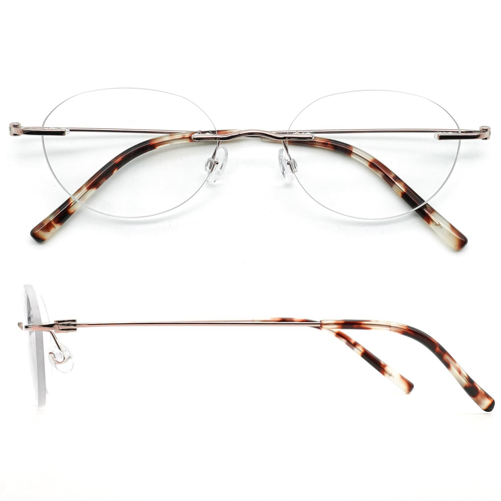 ピンク_度数 2.00 eyeforyou 老眼鏡 フチなし 超軽量 ツーポイント リーディンググラス ブルーライトカット I4U-R2001 ピンク 2.00