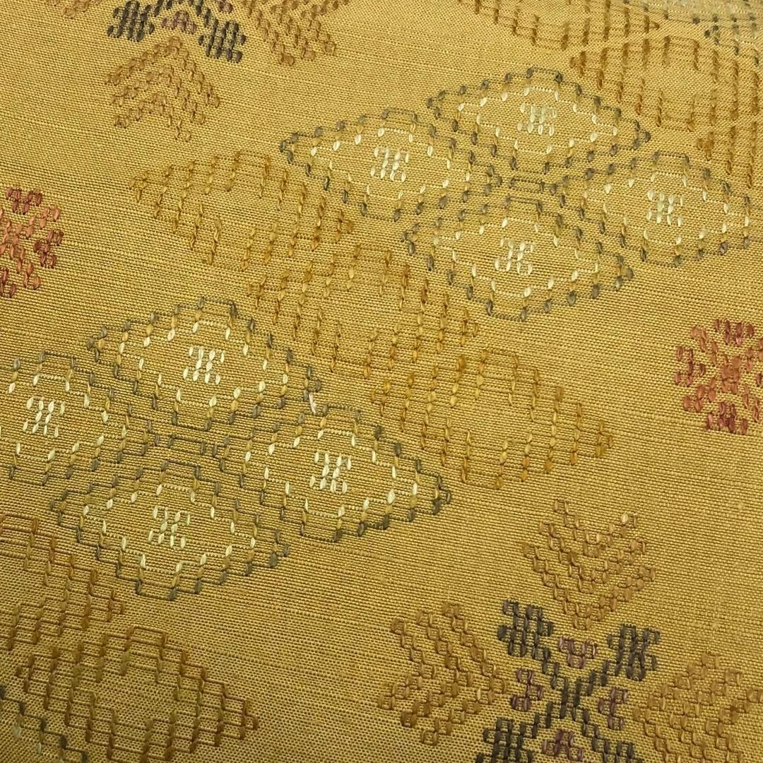 名古屋帯 本場琉球 南風原花織 証紙付 大城永光織物 芥子色 O-3427