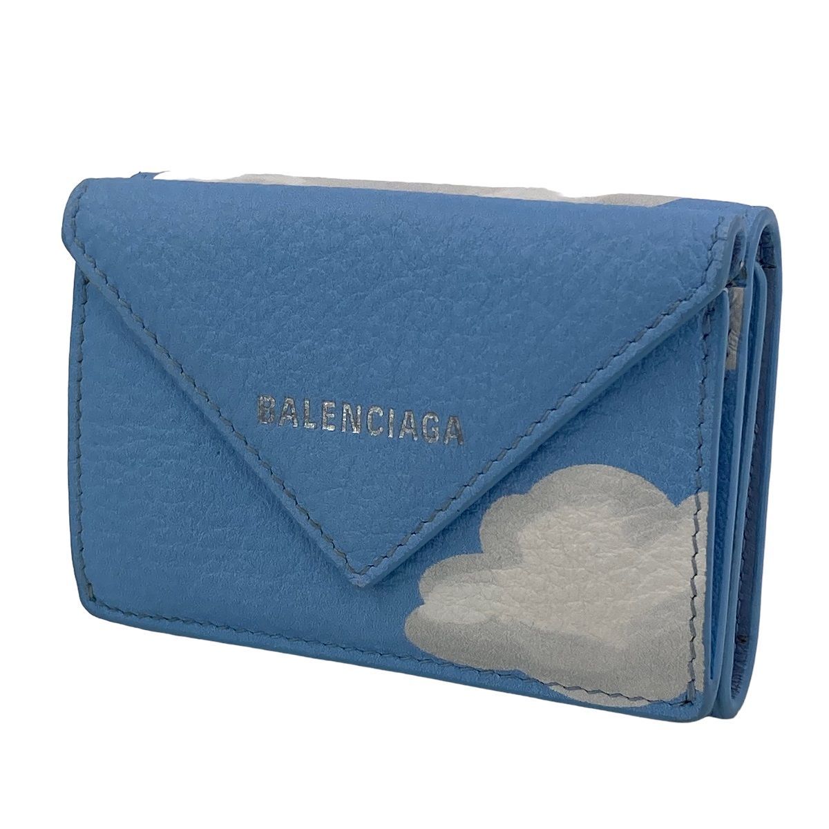 バレンシアガ ブルー コンパクトウォレット ミニ 財布 三つ折り - 折り財布