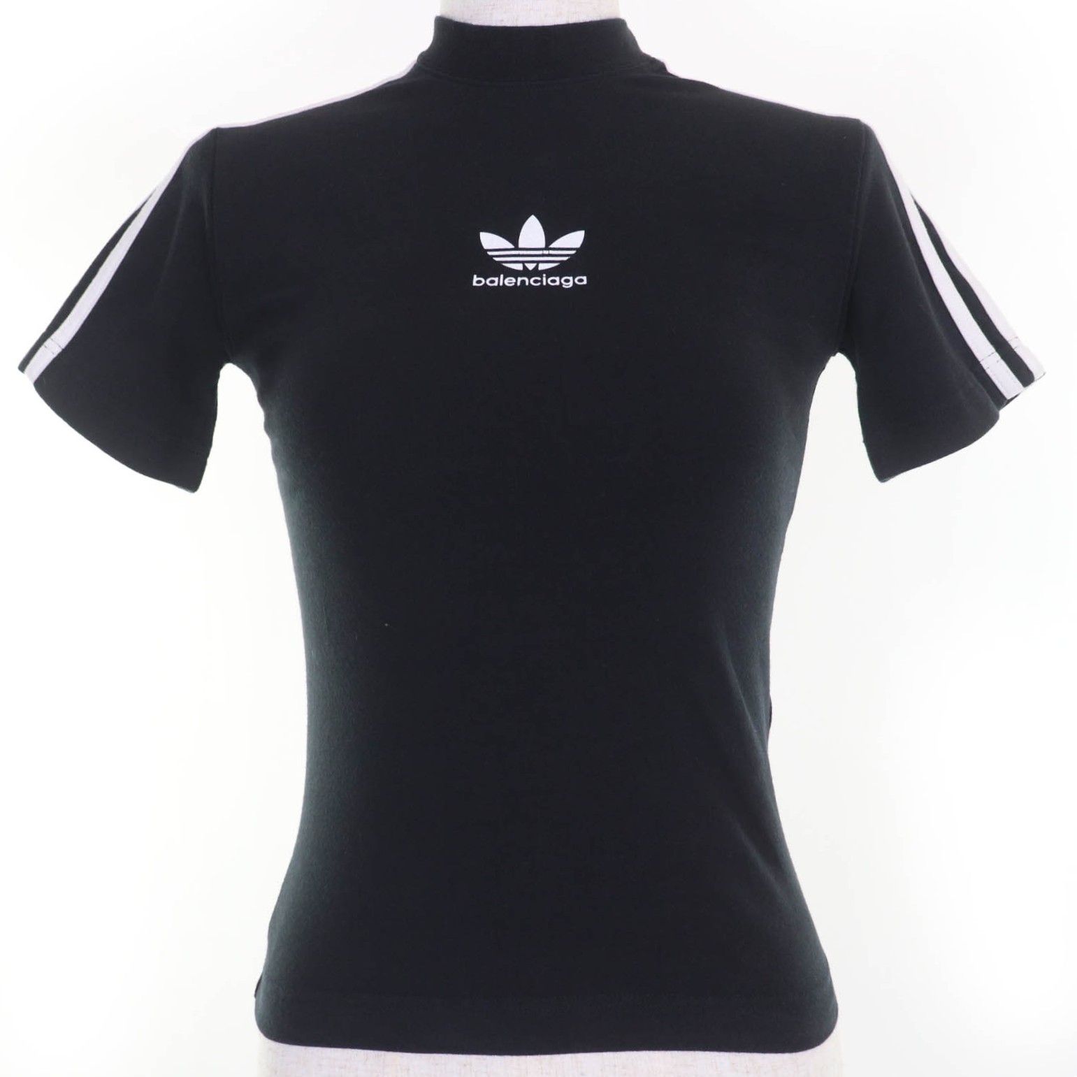 ♥品 BALENCIAGA×adidas バレンシアガ×アディダス 23SS 723782 コットン100％ 半袖Ｔシャツ ブラック XS 正規品 レディース