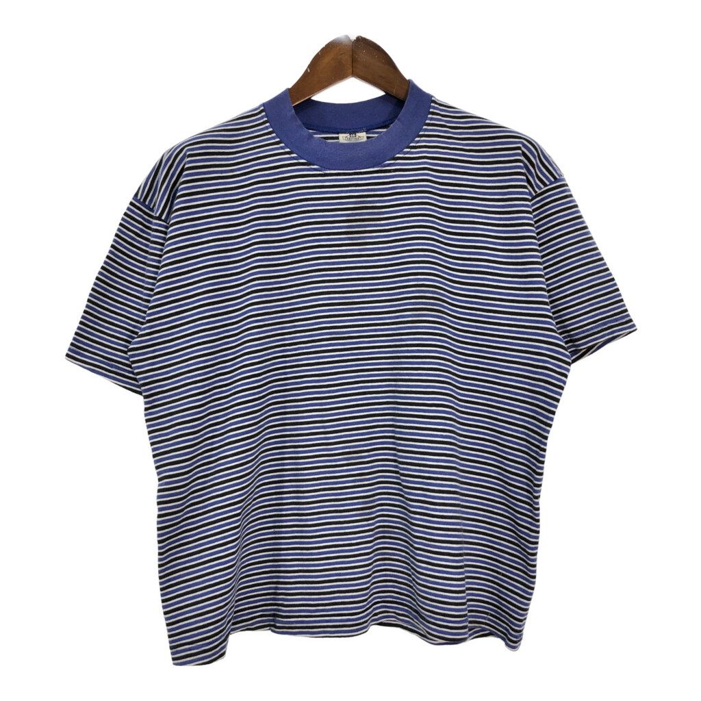 90年代 Hanes ボーダーＴシャツ ブルー メンズ L 古着 U1668
